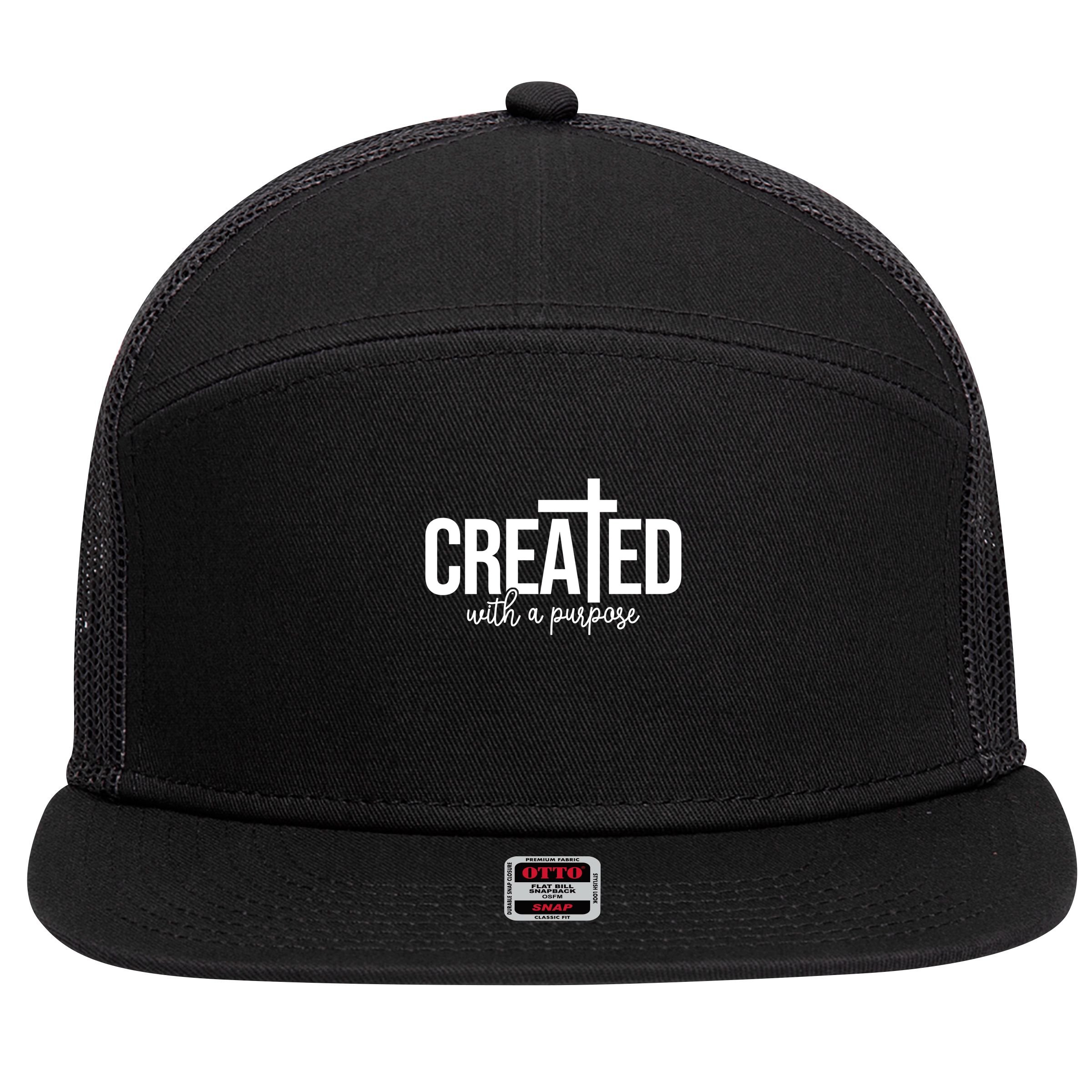 Created With A Purpose Christian 7 Panel Mesh Trucker Snapback Hat