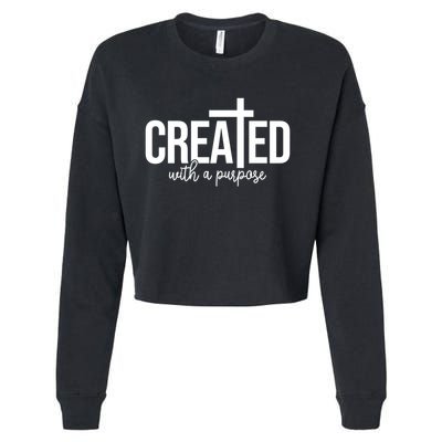 Created With A Purpose Christian Cropped Pullover Crew