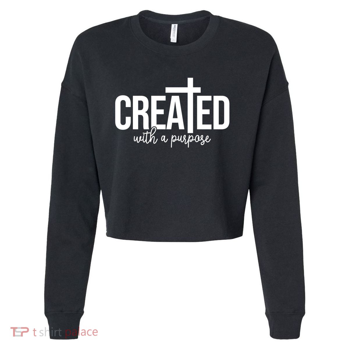 Created With A Purpose Christian Cropped Pullover Crew