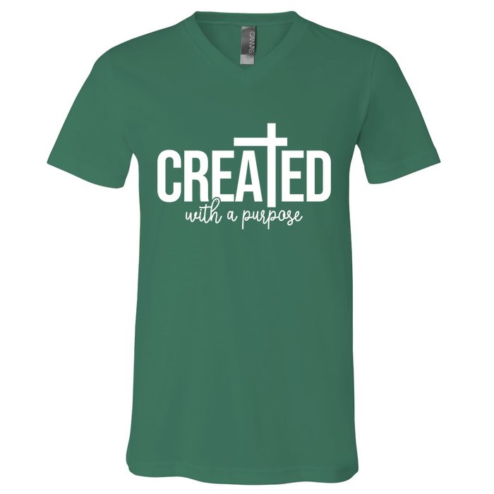 Created With A Purpose Christian V-Neck T-Shirt