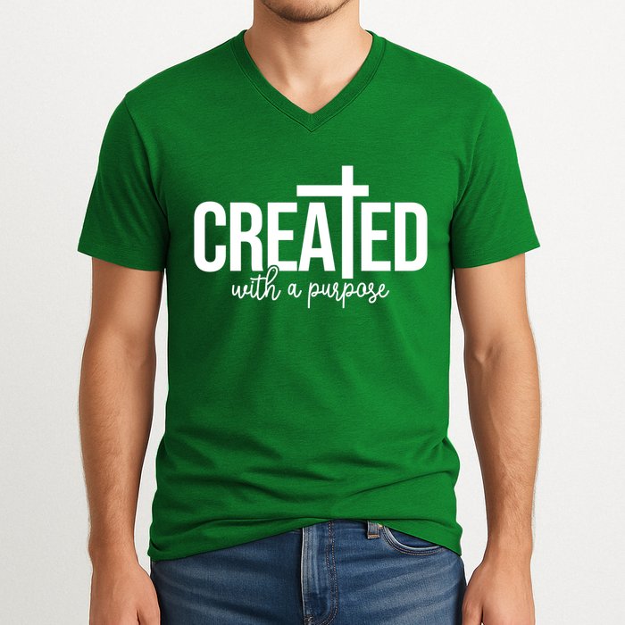 Created With A Purpose Christian V-Neck T-Shirt