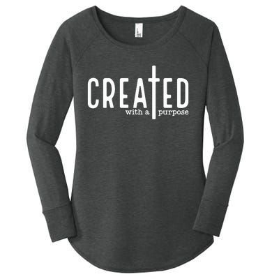 Created With A Purpose Christian Women's Perfect Tri Tunic Long Sleeve Shirt