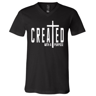 Created With A Purpose Jesus V-Neck T-Shirt