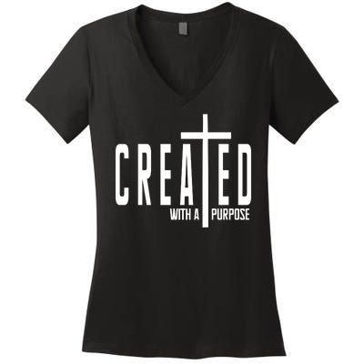 Created With A Purpose Jesus Women's V-Neck T-Shirt