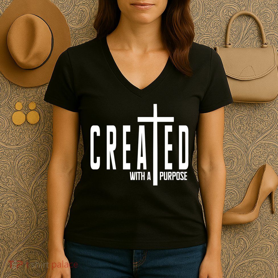 Created With A Purpose Jesus Women's V-Neck T-Shirt