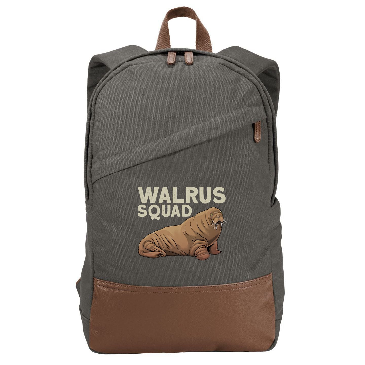 Cool Walrus Art For Ocean Animal Walrus Lover Cotton Canvas Backpack