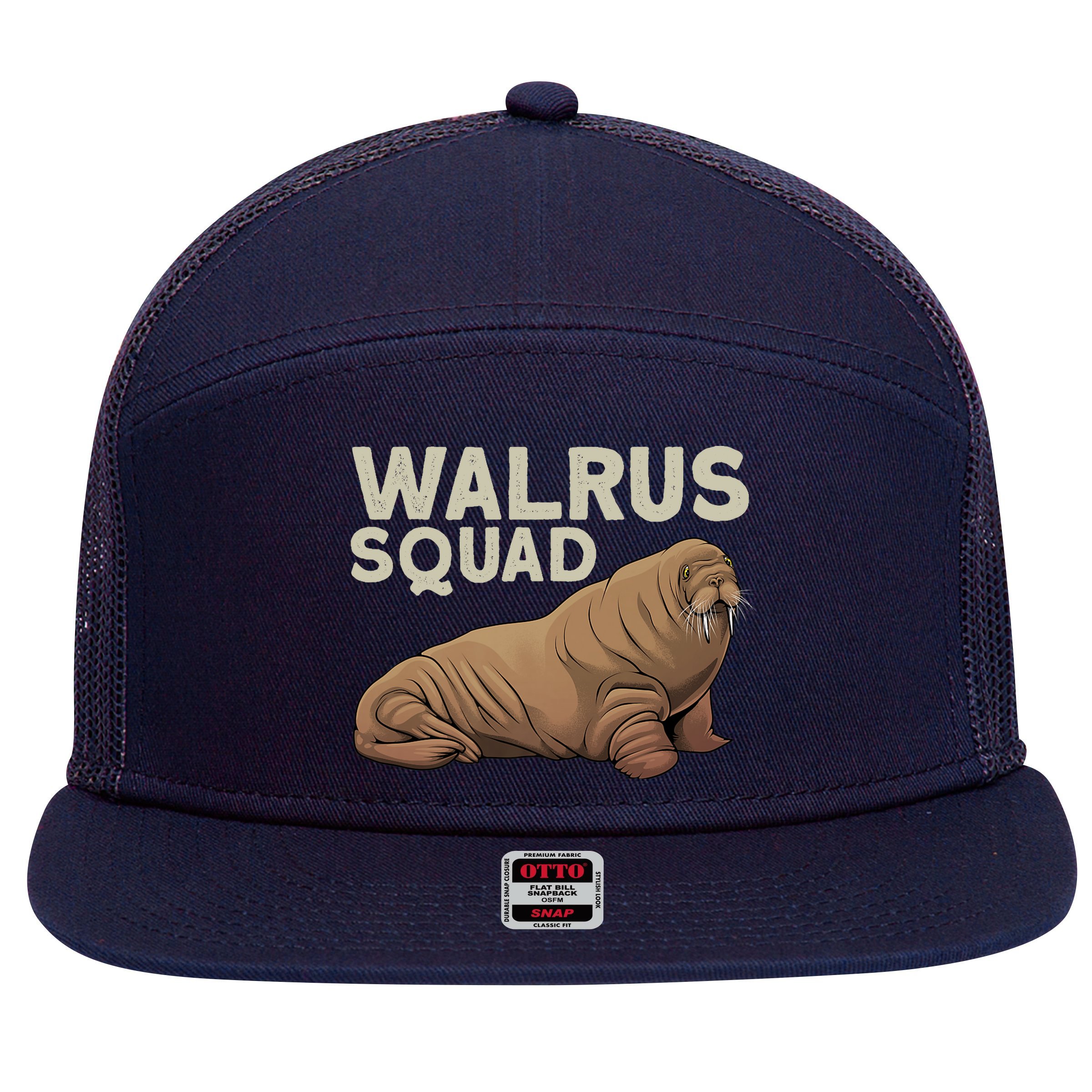 Cool Walrus Art For Ocean Animal Walrus Lover 7 Panel Mesh Trucker Snapback Hat