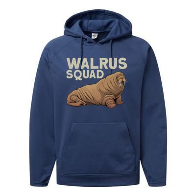 Cool Walrus Art For Ocean Animal Walrus Lover Performance Fleece Hoodie