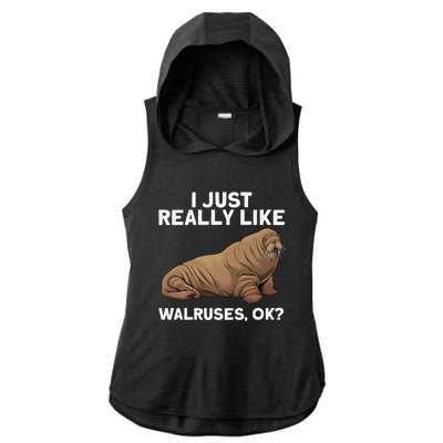 Cool Walrus Art For Pinniped Animal Walrus Lover Ladies PosiCharge Tri-Blend Wicking Draft Hoodie Tank