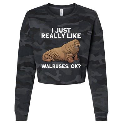 Cool Walrus Art For Pinniped Animal Walrus Lover Cropped Pullover Crew