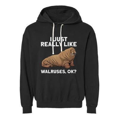 Cool Walrus Art For Pinniped Animal Walrus Lover Garment-Dyed Fleece Hoodie