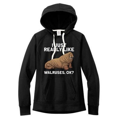 Cool Walrus Art For Pinniped Animal Walrus Lover Women's Fleece Hoodie