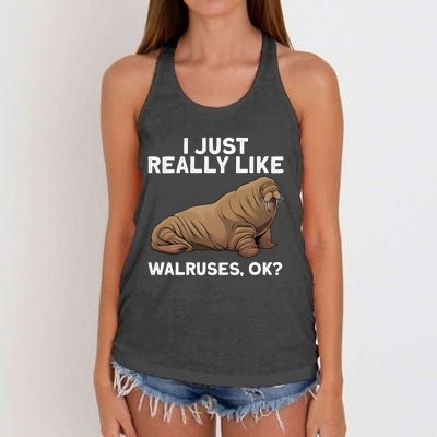 Cool Walrus Art For Pinniped Animal Walrus Lover Women's Knotted Racerback Tank