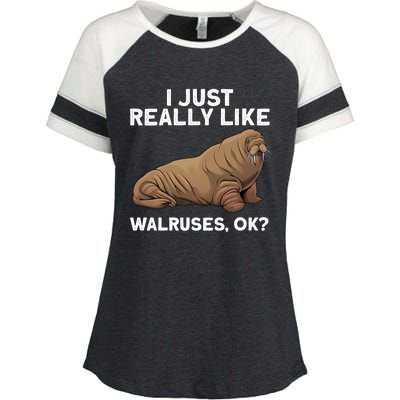 Cool Walrus Art For Pinniped Animal Walrus Lover Enza Ladies Jersey Colorblock Tee