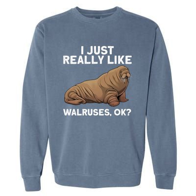 Cool Walrus Art For Pinniped Animal Walrus Lover Garment-Dyed Sweatshirt