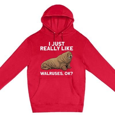 Cool Walrus Art For Pinniped Animal Walrus Lover Premium Pullover Hoodie