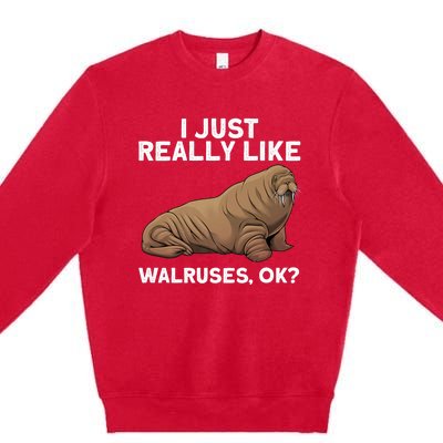 Cool Walrus Art For Pinniped Animal Walrus Lover Premium Crewneck Sweatshirt