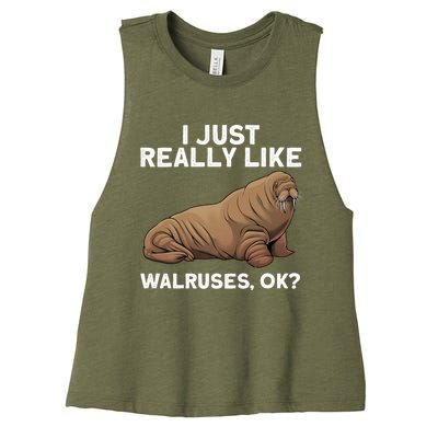 Cool Walrus Art For Pinniped Animal Walrus Lover Women's Racerback Cropped Tank