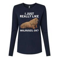 Cool Walrus Art For Pinniped Animal Walrus Lover Womens Cotton Relaxed Long Sleeve T-Shirt