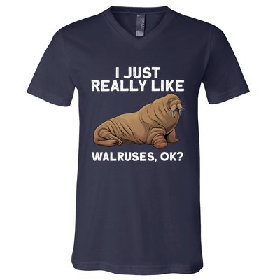 Cool Walrus Art For Pinniped Animal Walrus Lover V-Neck T-Shirt