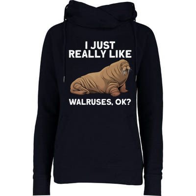 Cool Walrus Art For Pinniped Animal Walrus Lover Womens Funnel Neck Pullover Hood