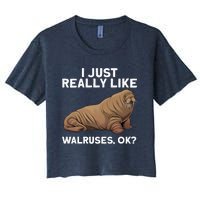 Cool Walrus Art For Pinniped Animal Walrus Lover Women's Crop Top Tee