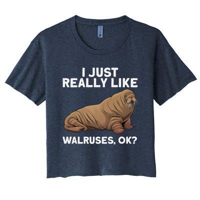 Cool Walrus Art For Pinniped Animal Walrus Lover Women's Crop Top Tee