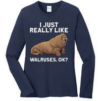 Cool Walrus Art For Pinniped Animal Walrus Lover Ladies Long Sleeve Shirt