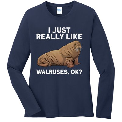 Cool Walrus Art For Pinniped Animal Walrus Lover Ladies Long Sleeve Shirt