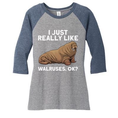 Cool Walrus Art For Pinniped Animal Walrus Lover Women's Tri-Blend 3/4-Sleeve Raglan Shirt