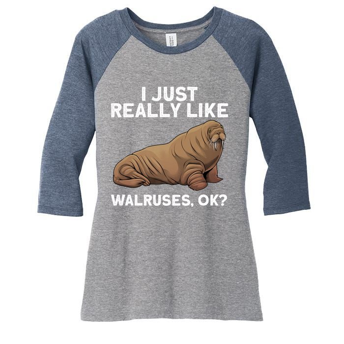 Cool Walrus Art For Pinniped Animal Walrus Lover Women's Tri-Blend 3/4-Sleeve Raglan Shirt