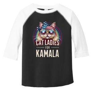 Cat With American Flag Bandana Cat Ladies For Kamala Rainbow Lgbt Toddler Fine Jersey T-Shirt