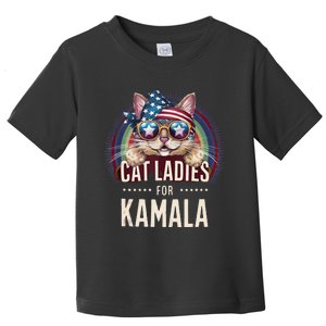 Cat With American Flag Bandana Cat Ladies For Kamala Rainbow Lgbt Toddler T-Shirt