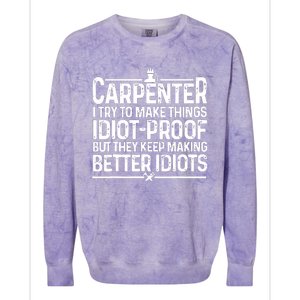 Carpenter Woodworking Art For Men Women Carpentry Woodworker Colorblast Crewneck Sweatshirt