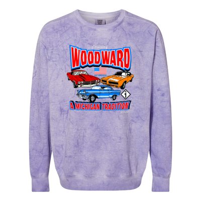 Cruising Woodward Ave M1 A Michigan Tradition Colorblast Crewneck Sweatshirt