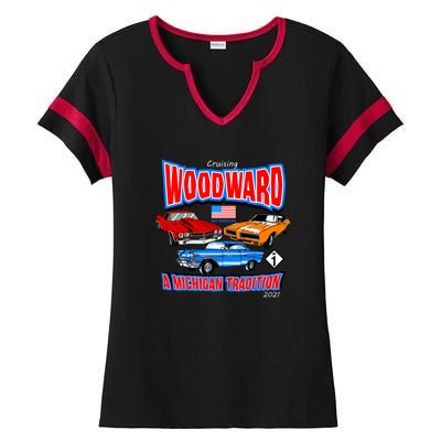 Cruising Woodward Ave M1 A Michigan Tradition Ladies Halftime Notch Neck Tee