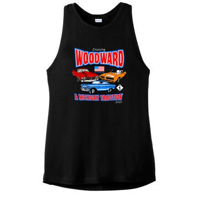 Cruising Woodward Ave M1 A Michigan Tradition Ladies PosiCharge Tri-Blend Wicking Tank