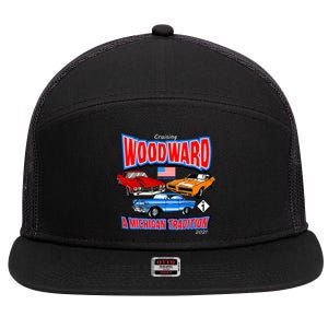 Cruising Woodward Ave M1 A Michigan Tradition 7 Panel Mesh Trucker Snapback Hat