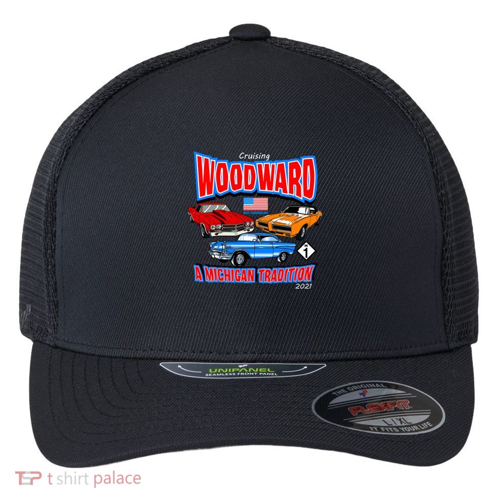 Cruising Woodward Ave M1 A Michigan Tradition Flexfit Unipanel Trucker Cap