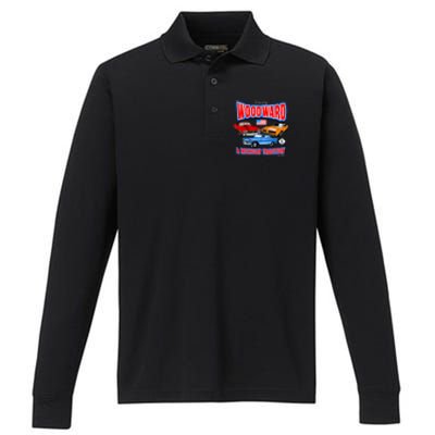 Cruising Woodward Ave M1 A Michigan Tradition Performance Long Sleeve Polo