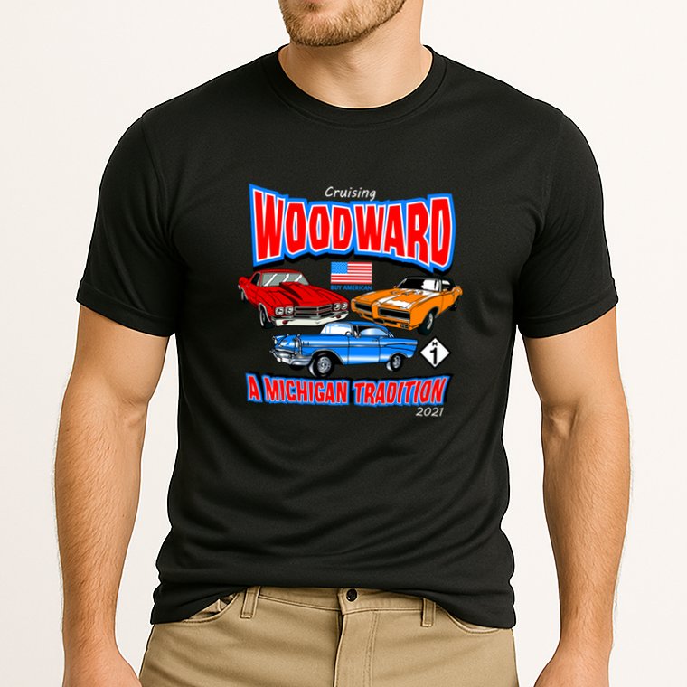 Cruising Woodward Ave M1 A Michigan Tradition Cooling Performance Crew T-Shirt