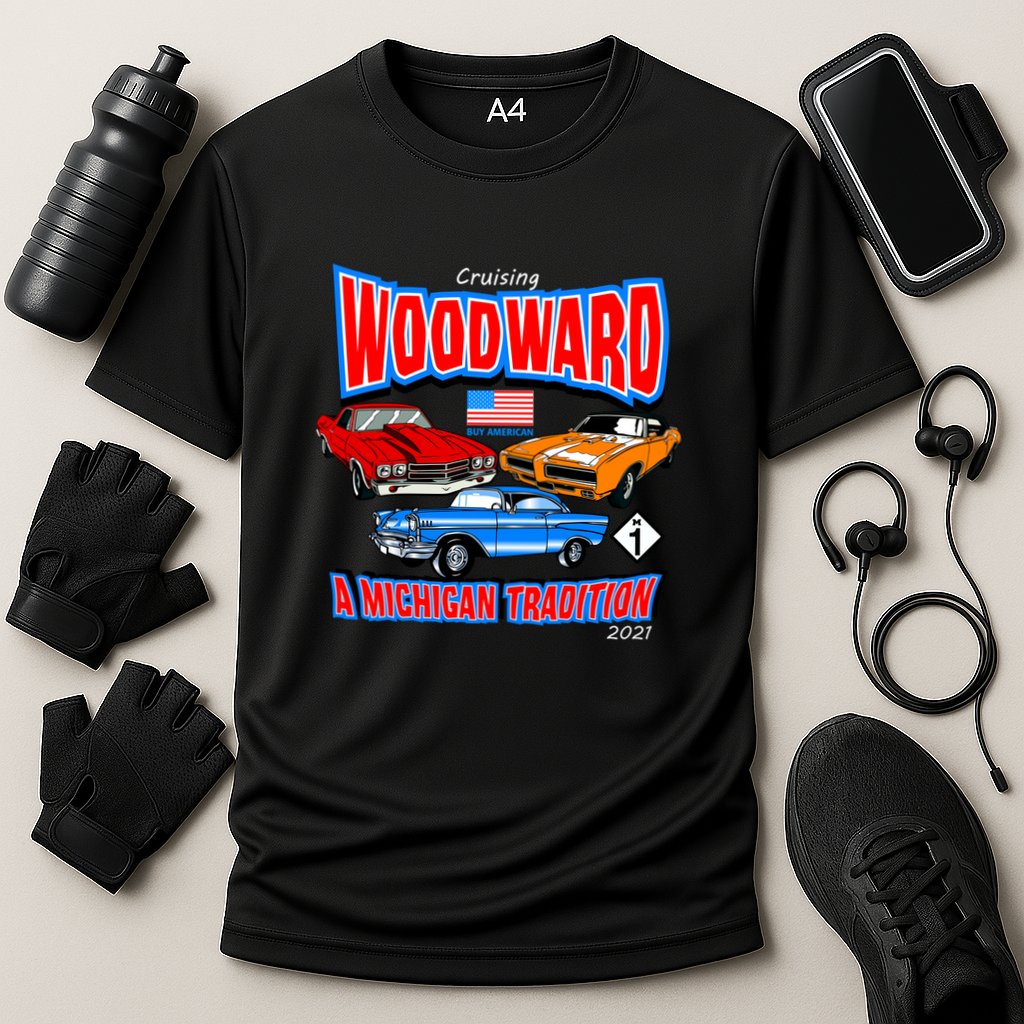 Cruising Woodward Ave M1 A Michigan Tradition Cooling Performance Crew T-Shirt