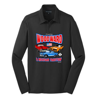 Cruising Woodward Ave M1 A Michigan Tradition Silk Touch Performance Long Sleeve Polo