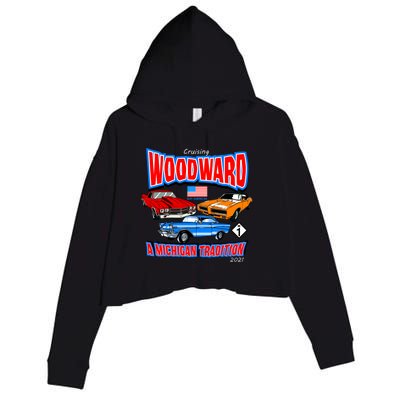 Cruising Woodward Ave M1 A Michigan Tradition Crop Fleece Hoodie