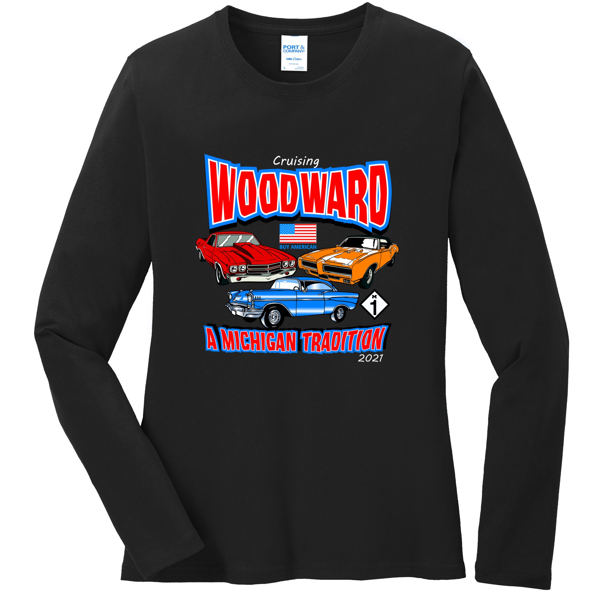 Cruising Woodward Ave M1 A Michigan Tradition Ladies Long Sleeve Shirt