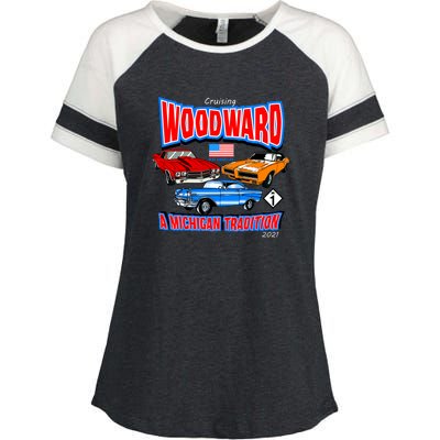 Cruising Woodward Ave M1 A Michigan Tradition Enza Ladies Jersey Colorblock Tee