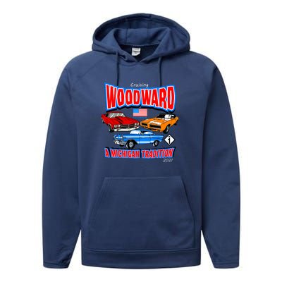 Cruising Woodward Ave M1 A Michigan Tradition Performance Fleece Hoodie