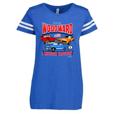 Cruising Woodward Ave M1 A Michigan Tradition Enza Ladies Jersey Football T-Shirt