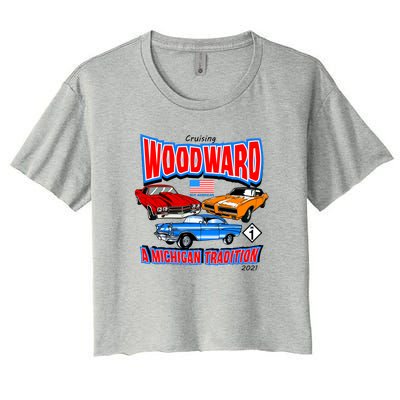 Cruising Woodward Ave M1 A Michigan Tradition Women's Crop Top Tee