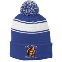 Cats With American Flag Cat Ladies For Kamala Vintage Cute Gift Stripe Pom Pom Beanie